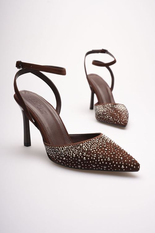 Kadın Acı Kahve Taşlı Topuklu Ayakkabı EATR08MS22C
