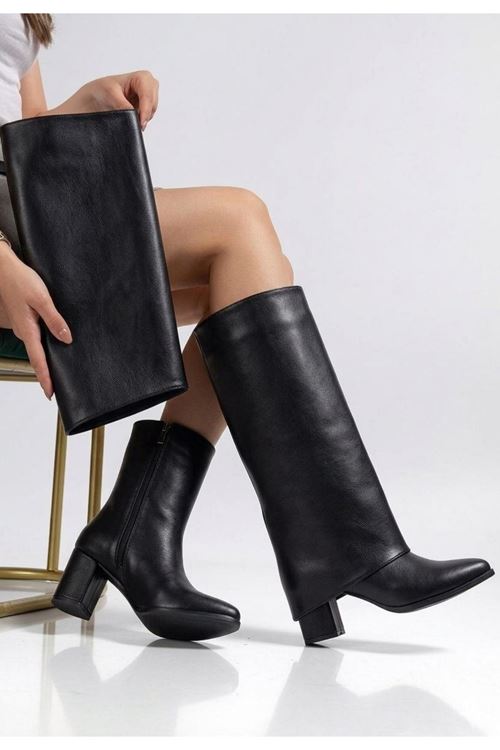 Wila Siyah Cilt Topuklu Tak Çıkar Çizme
