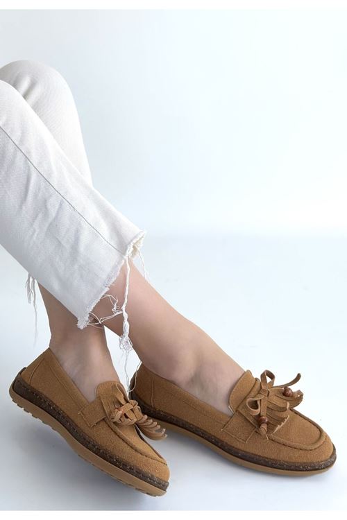 Boriy Taba Deri Tozu Süet Babet Ayakkabı