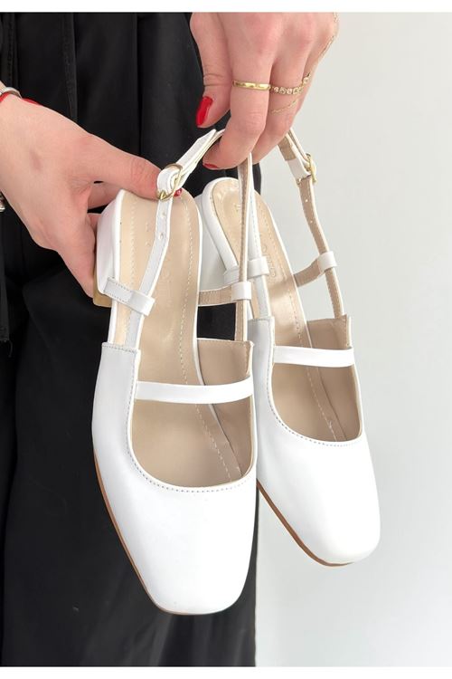 Liva Beyaz Cilt Topuklu Ayakkabı