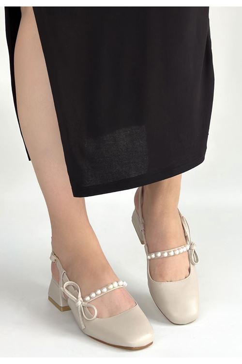 Ceyda Bej Cilt Topuklu Ayakkabı