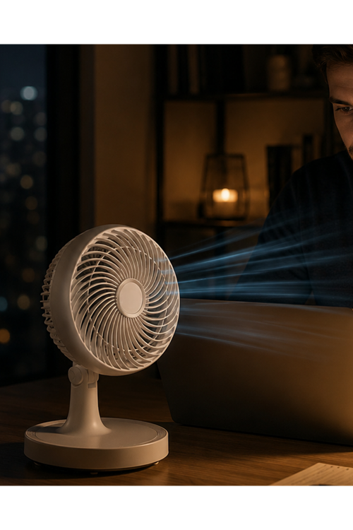 Masaüstü Mini Fan Sessiz Çalışan 2 Hızlı Otomatik Salınımlı Fan