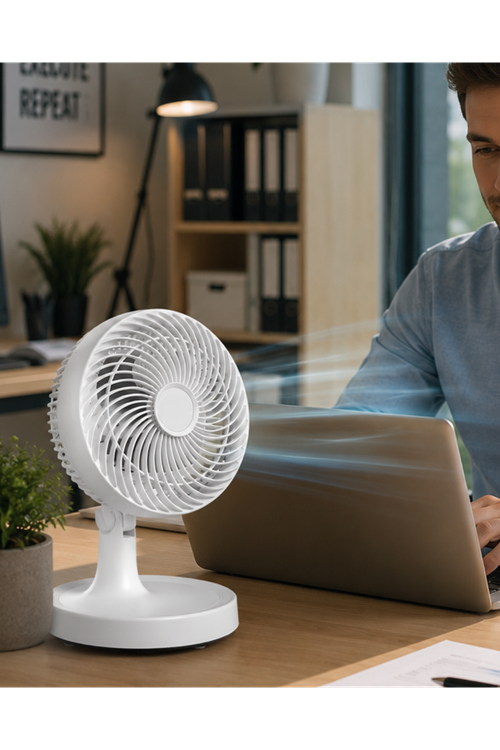 Kompakt Mini Fan Otomatik Salınımlı Sessiz Masaüstü Vantilatör