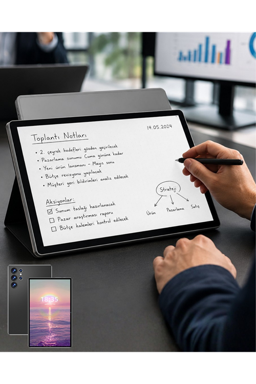 10.1 İnç Android Tablet 16GB RAM 1TB Depolama Klavyeli Tablet Seti