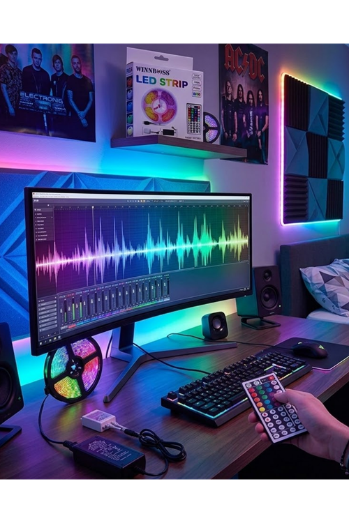 5050 RGB LED Şerit 5 Metre Uzaktan Kumandalı Ortam Aydınlatma Led