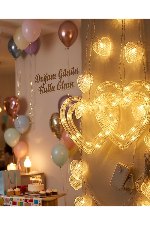 Romantik Kalp LED Işık Neon Görünümlü Dekoratif Oda Lambası