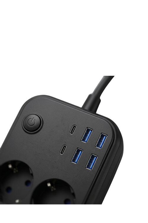 Akım Korumalı Çoklu Priz 4 USB 2 Type C 4 Priz Güvenli ve Hızlı Şarj