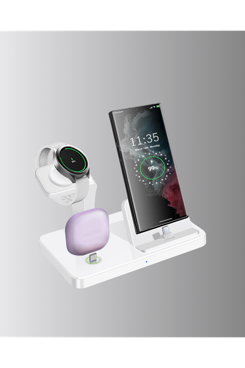 Kablosuz Şarj İstasyonu 4’ü 1 Arada iPhone Watch ve AirPods Uyumlu