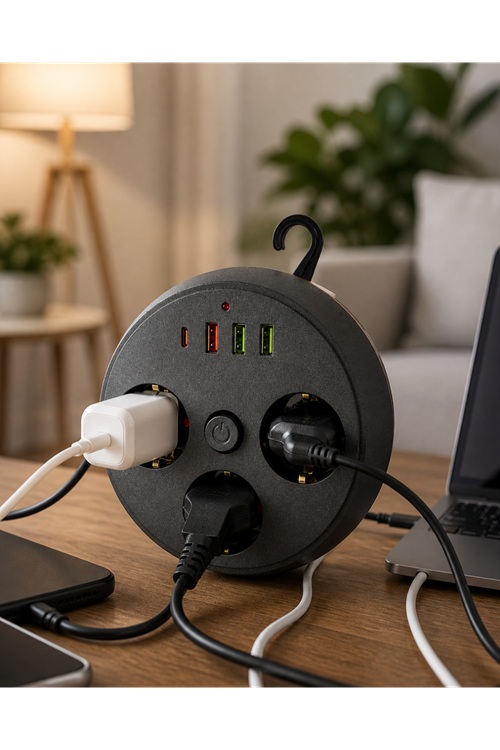 Ev Ofis İçin Çoklu Priz 3 Priz 3 USB Type C Güvenli Enerji Yönetimi