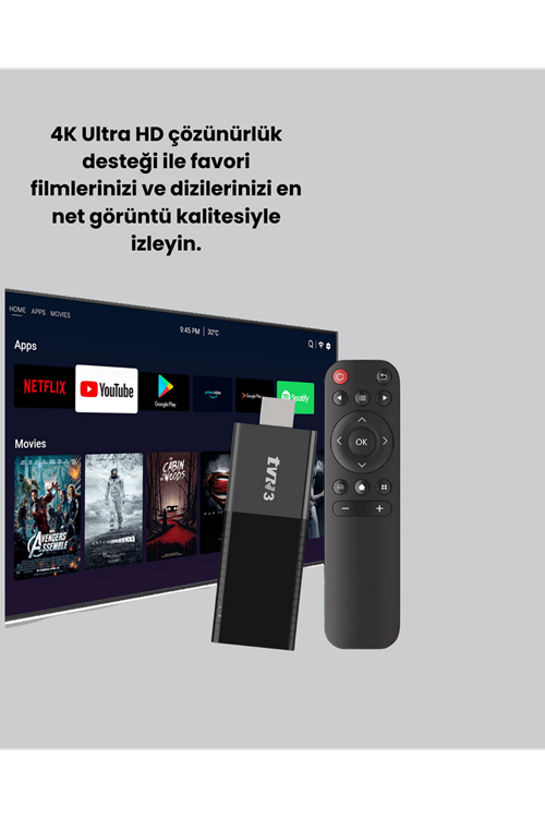 4K Ultra HD Android TV Stick – Tak Çalıştır Akıllı TV Cihazı