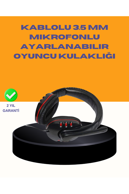 Kırmızı Stereo Kulaklık Yüksek Ses Performansı Dayanıklı Kablo ve Mikrofonlu Tasarım