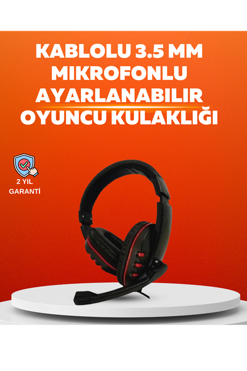 Stereo KırmızıKulaklığı Yumuşak Pedli Mikrofonlu