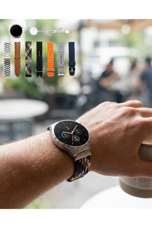 Akıllı Saat 7 Kordonlu Bluetooth Arama Nabız Takip ve Spor Modlu Çok Fonksiyonlu