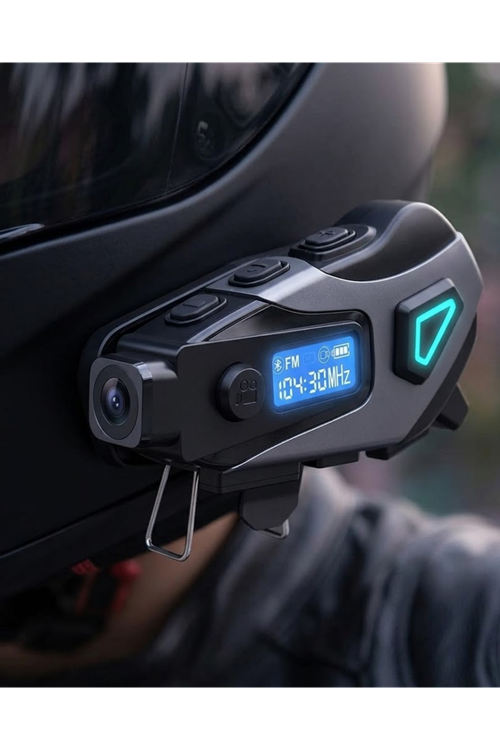 Kask İçi Bluetooth Kulaklık Kamera ve Fener Özellikli Su Geçirmez Dayanıklı Tasarım
