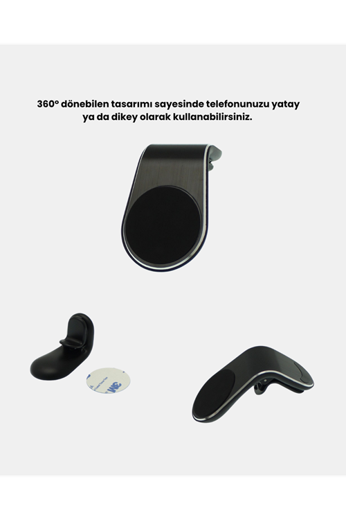 Araç İçi Manyetik Telefon Tutucu Güçlü Klipsli ve 360 Derece Ayarlanabilir