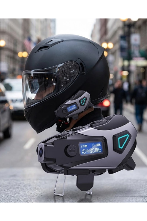 Motosiklet Kask Bluetooth Kulaklık Uzun Pil Ömrü Kamera ve Sesli Komut Destekli