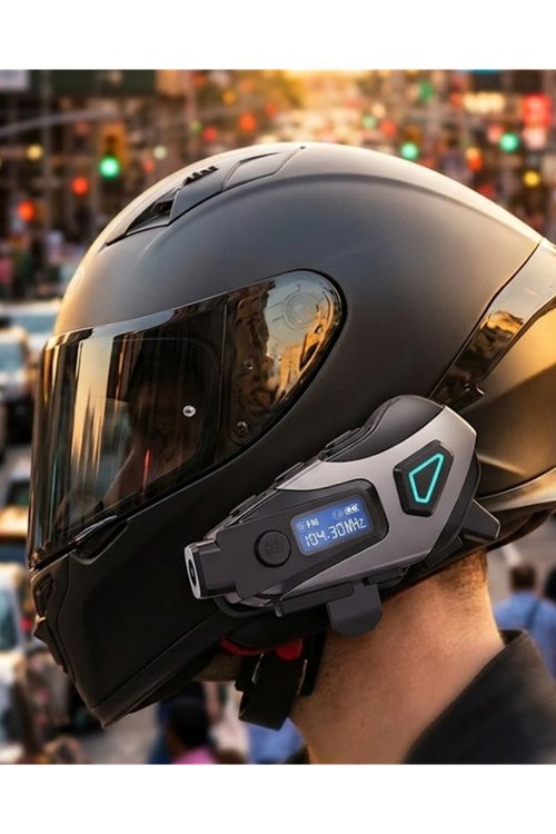 Kask İçi Kablosuz Kulaklık Kamera Fonksiyonlu IPX8 Su Geçirmez ve LED Ekranlı