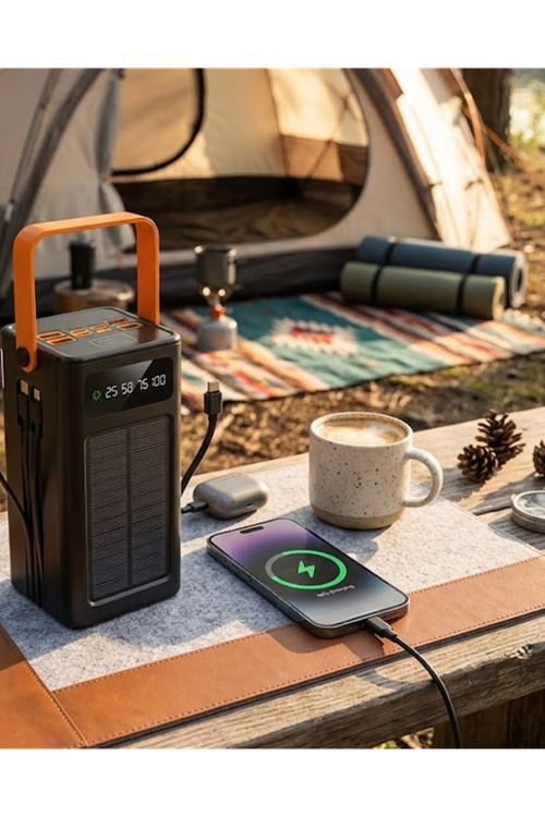 80.000 Solar Şarj Özellikli Yüksek Kapasiteli Powerbank Hızlı Şarj Destekli