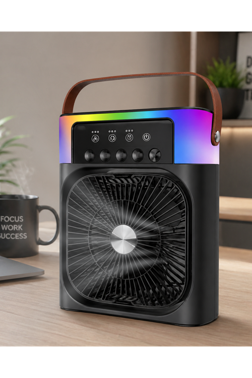 Taşınabilir Sprey Fan RGB Işıklı Mini Klima Soğutucu Nemlendirici USB Şarjlı