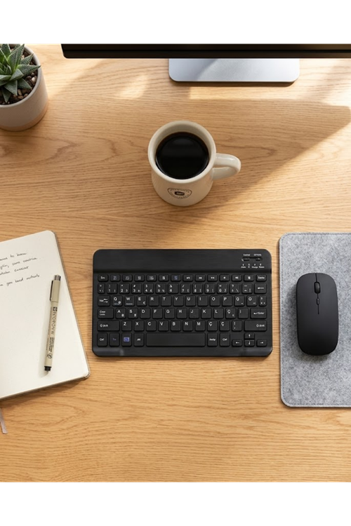 Kablosuz Klavye ve Mouse Kombosu Bluetooth Uyumlu Sessiz Set