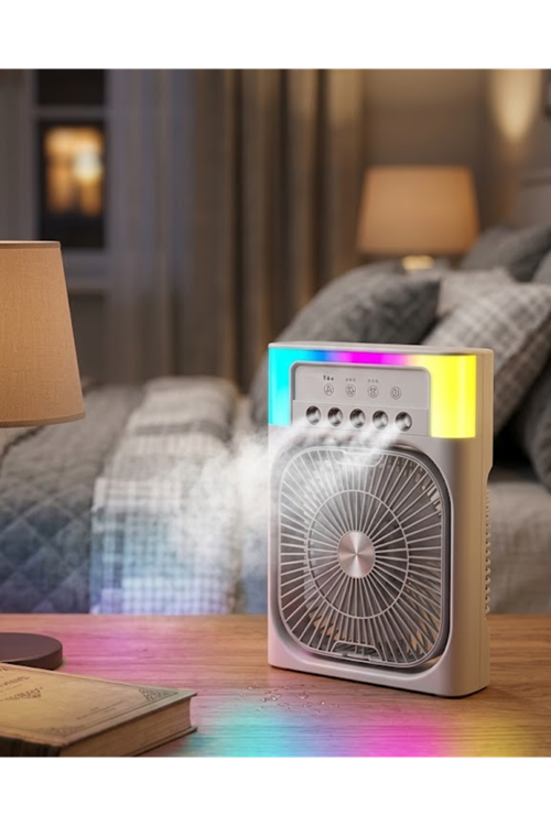 Mini Klima Fan Su Hazneli USB Şarjlı Sessiz Masaüstü Soğutucu