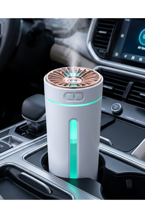 Araç İçi Hava Nemlendirici 5 Esans Hediyeli LED Işıklı USB Buhar Makinesi