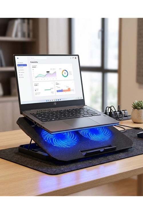 Notebook Soğutucu Fanlı Stand USB Portlu 8 Kademe Laptop Sehpası