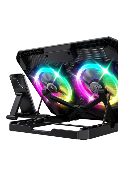 Ayarlanabilir Laptop Soğutucu Çift Fan RGB Işıklı Sessiz Çalışan