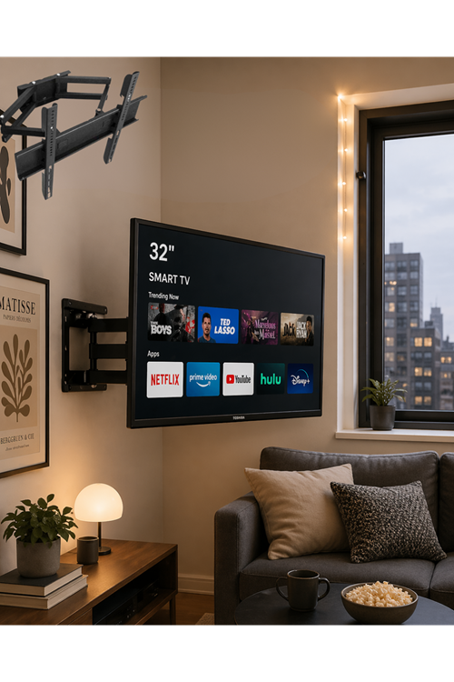 Hareketli TV Duvar Askısı 32 55 İnç Döner Eğimli Televizyon Aparatı