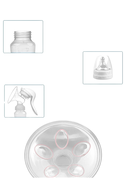 Taşınabilir Manuel Göğüs Pompası Ayarlanabilir Vakumlu 180 ML Şişeli
