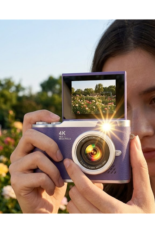 Flip Ekranlı Dijital Kamera 4K Video 48 MP Güzelleştirme Modu