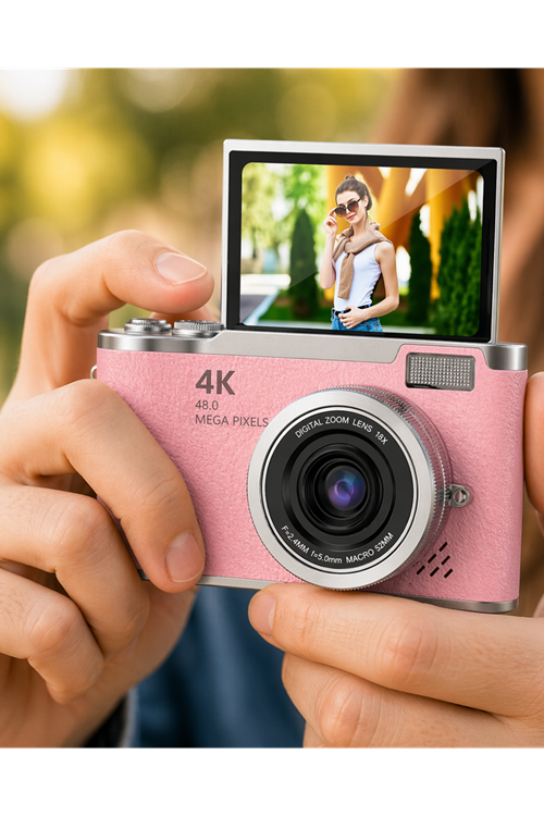 Profesyonel Çekim İçin 48 MP Kamera 18x Zoom Flip Ekran Dijital Kamera