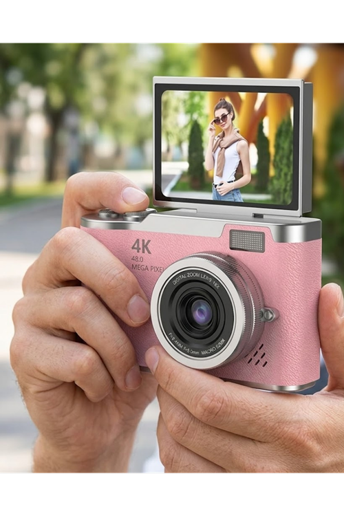 48 MP Dijital Kamera Flip Ekran 18x Zoom Vlog Selfie Kamera