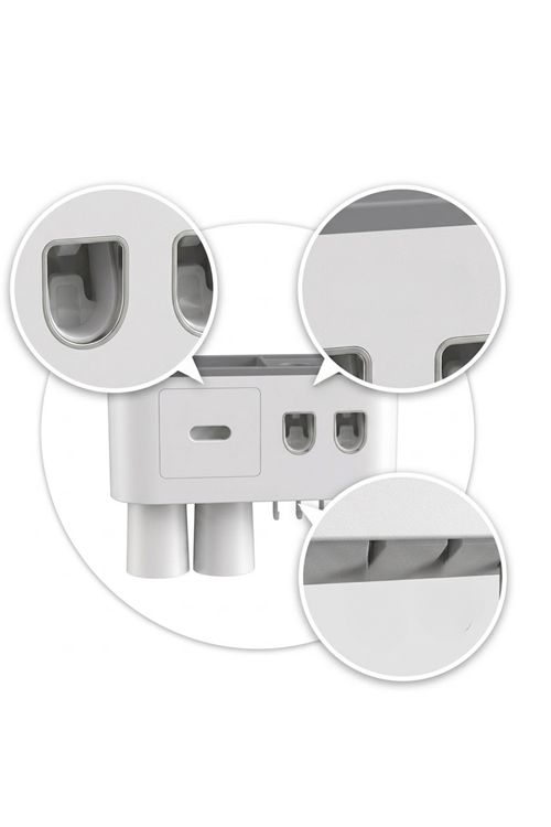 Banyo Organizer Diş Fırçası Tutucu Çift Dispenserli Raflı Çekmeceli