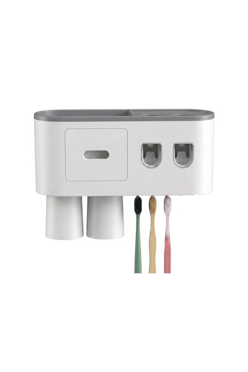 Banyo Organizer Diş Fırçası Tutucu Çift Dispenserli Raflı Çekmeceli