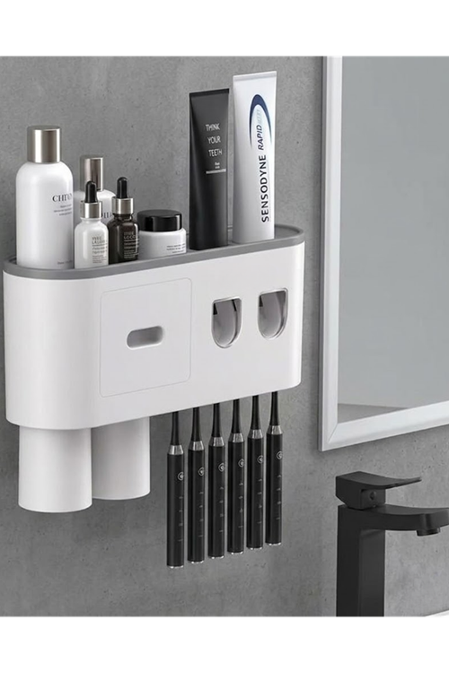 Çok Fonksiyonlu Diş Fırçası Tutucu Otomatik Dispenser Bardaklı Organizer
