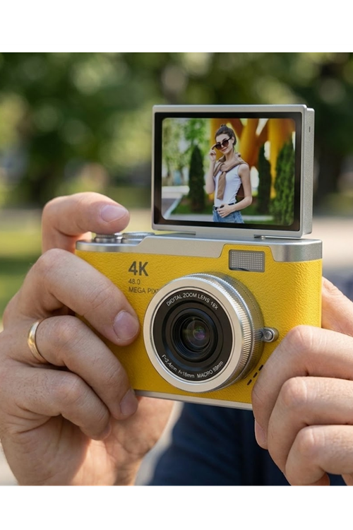 Profesyonel Çekim İçin 48 MP Dijital Kamera Flip Screen 18x Zoom Uzun Pil Ömrü