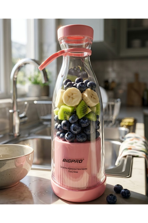 Mini Blender USB Şarjlı Smoothie Hazırlayıcı Kolay Temizlenebilir Tasarım