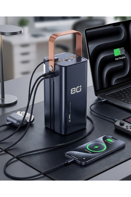 80000 mAh Taşınabilir Powerbank Süper Hızlı Şarj Çoklu Çıkış ve LED Göstergeli