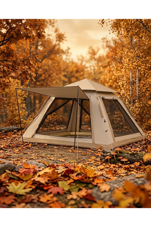 Otomatik Kamp Çadırı 240x240x160 cm 6 Kişilik Geniş Hacimli Güneşlikli