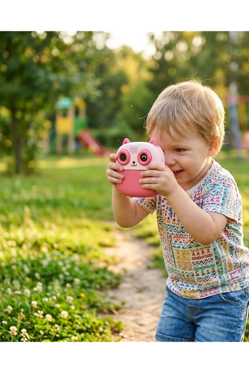 Çocuklar İçin Anında Baskılı Kamera 6 Renk Kalem 5 Rulo Kağıt Hediyeli Eğitici Eğlenceli Fotoğraf Makinesi