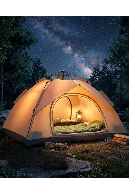 Çift Katmanlı Kamp Çadırı Otomatik Kurulum Suya Dayanıklı Outdoor Çadır