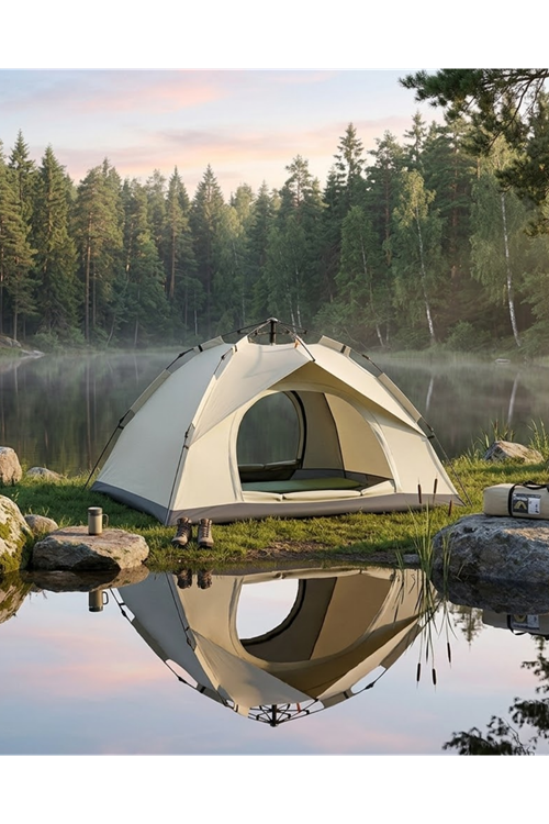 2 3 Kişilik Otomatik Kamp Çadırı Suya Dayanıklı Çift Astarlı Outdoor Çadır