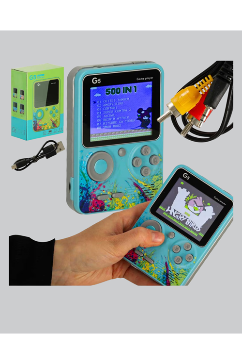 500 Oyunlu G5 Retro Mini Oyun Konsolu 3 İnç Ekran ve TV Desteği