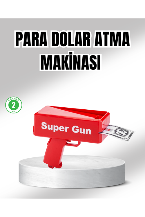 Super Money Gun Para Saçma Tabancası Yüksek Atış Güçlü Kırmızı Model