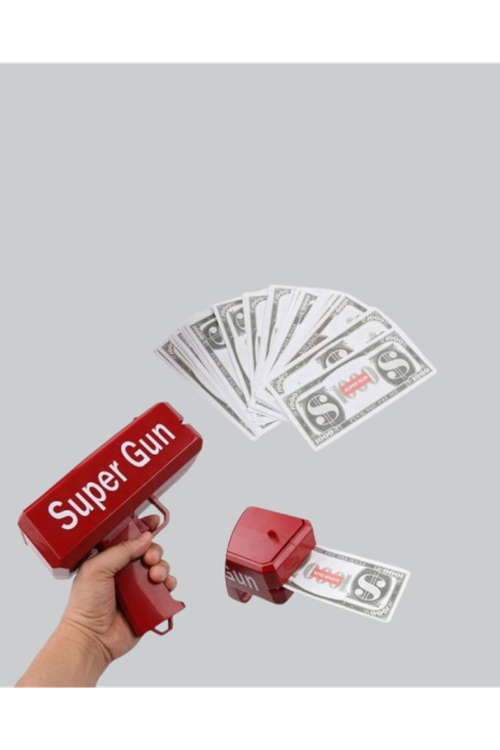 Super Money Gun Para Saçma Tabancası Yüksek Atış Güçlü Kırmızı Model