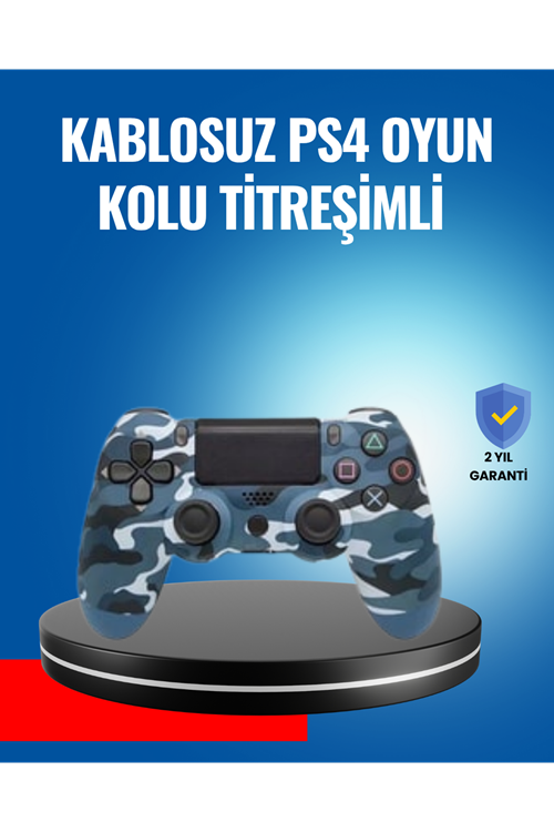 Bluetooth Kablosuz PS4 Gamepad Çift Motorlu Siyah Controller