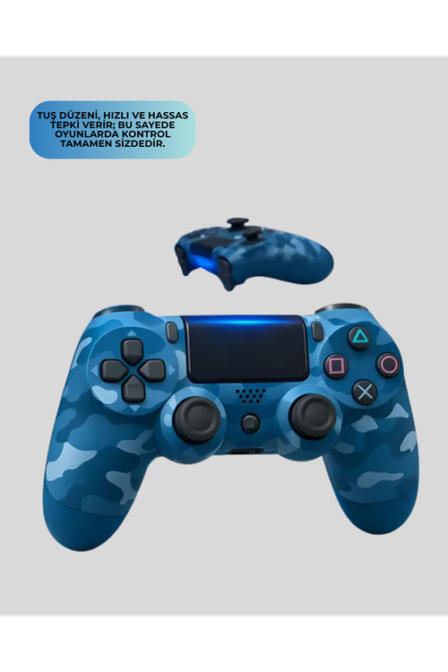 Bluetooth Kablosuz PS4 Gamepad Çift Motorlu Siyah Controller