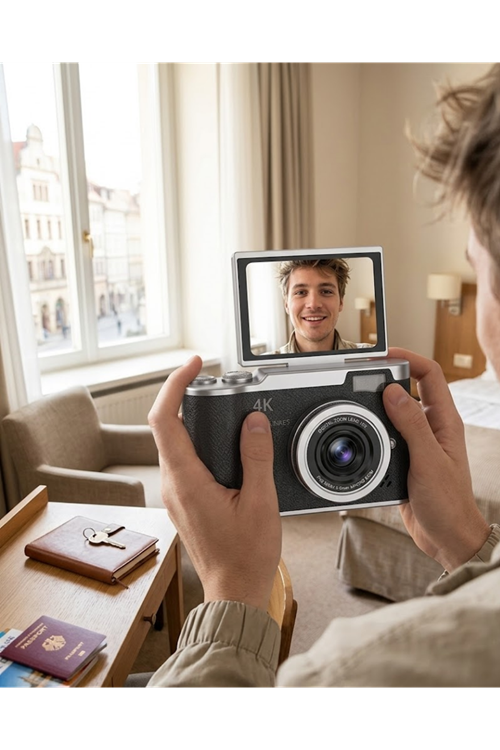 48 MP 4K Dijital Kamera 8X Zoom ve 180 Derece Ekran Yeni Başlayanlar İçin Uygun
