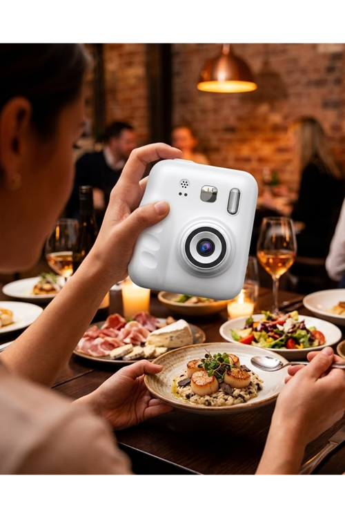 Mini Çocuk Fotoğraf Makinesi Baskı Özellikli Video Çekim 4 Kağıt Rulo Hediyeli